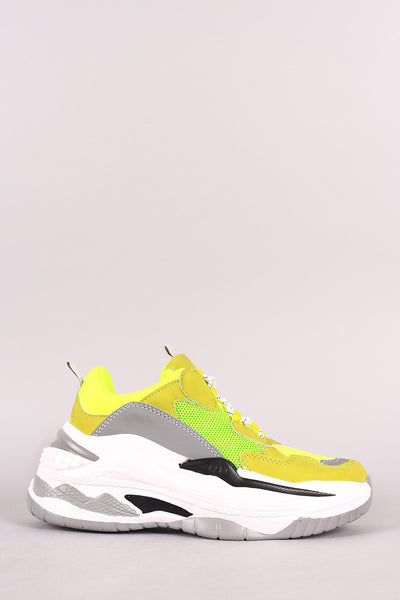 Lace Up Reflective Panel Embossed Detailed Sole Sneaker